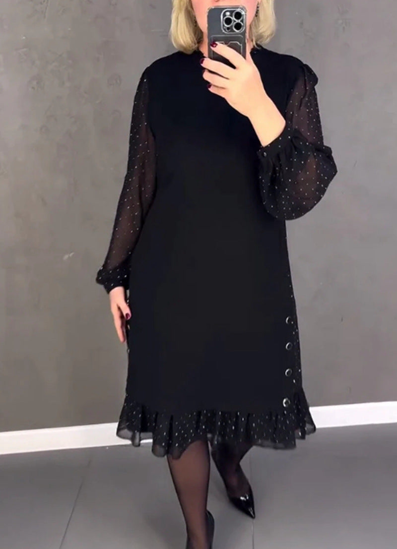 Kvinnors Elegant Klänning med Voluminösa Ärmar och Urtagen Nerder Mirla-Eva Jonsson
