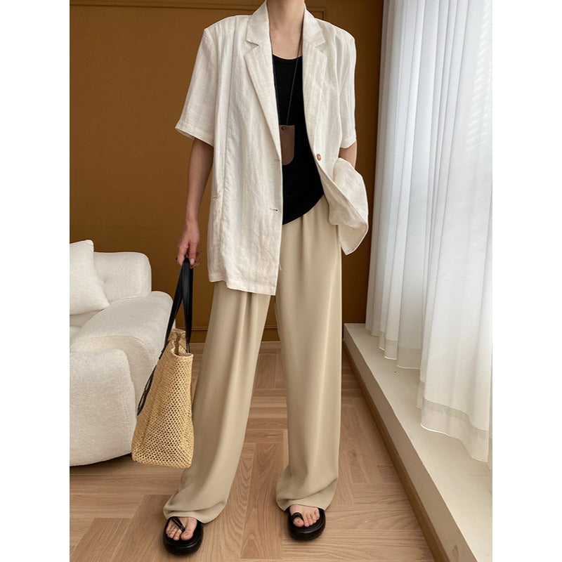 Kvinnors Elegant Linne Blazer med Korta Ärmar Mirla-Eva Jonsson