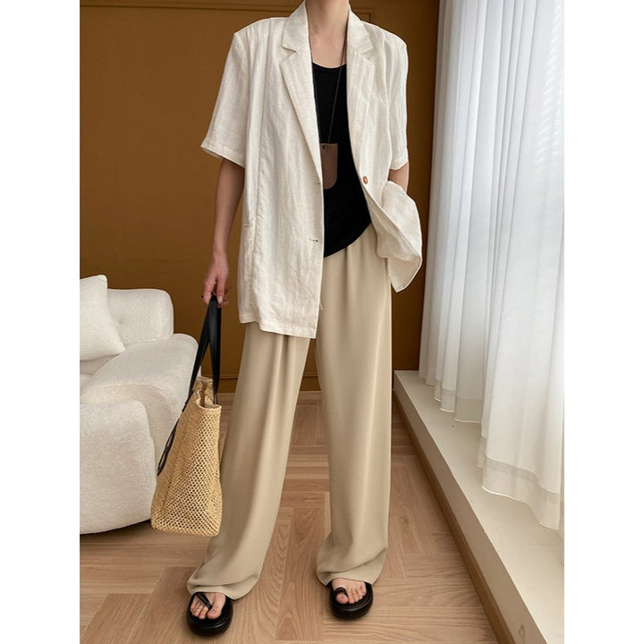 Kvinnors Elegant Linne Blazer med Korta Ärmar Mirla-Eva Jonsson