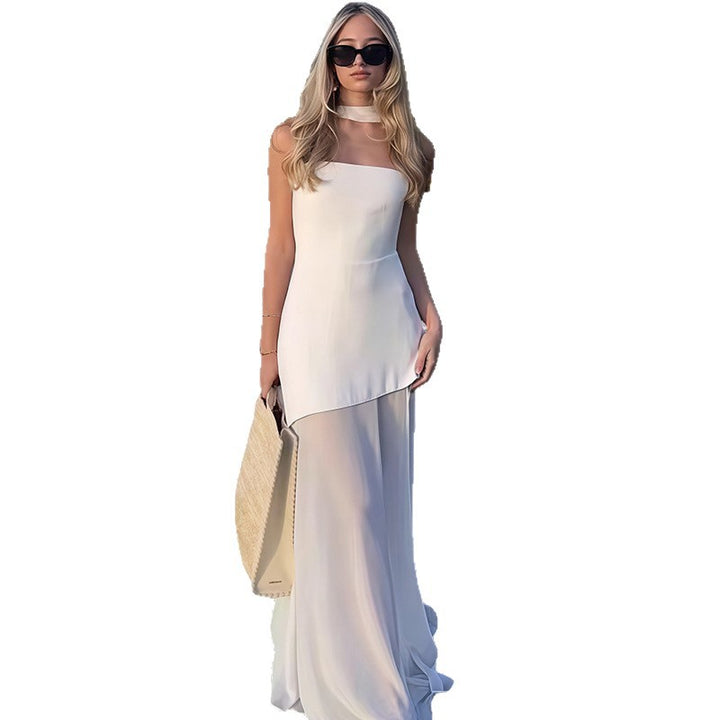 Kvinnors Elegant Maxi Klänning med Asymmetrisk Skärning och Chic Slits-Eva Jonsson