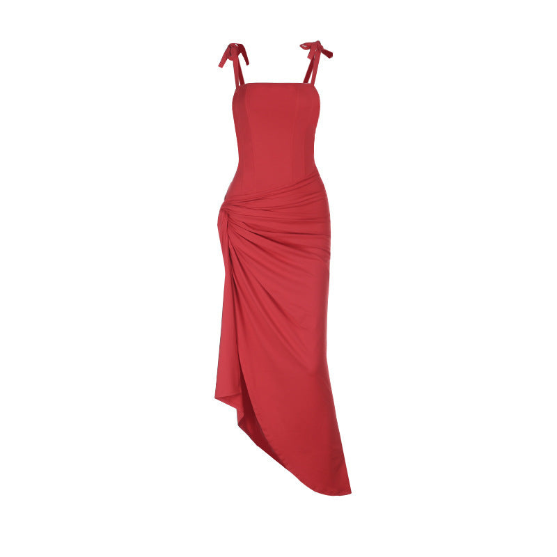 Kvinnors Elegant Maxi Klänning med Asymmetrisk Söm och Förförisk Splits-Eva Jonsson