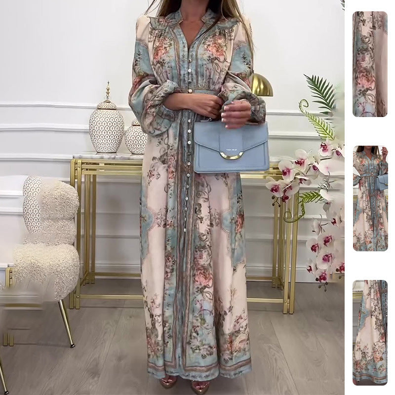Kvinnors Elegant Maxi Klänning med Blommönster Mirla-Eva Jonsson