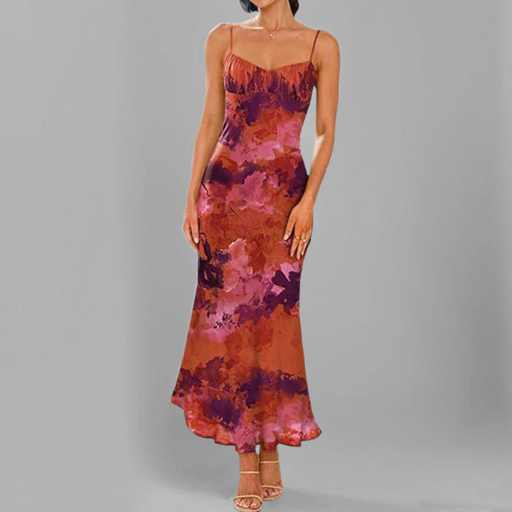 Kvinnors Elegant Maxi Klänning med Fina Remmar och Lekfull Gradient Mirla-Eva Jonsson