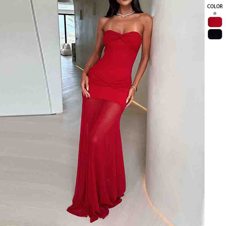 Kvinnors Elegant Maxi Klänning med Rynkad Liv och Flödande Kjol Mirla-Eva Jonsson