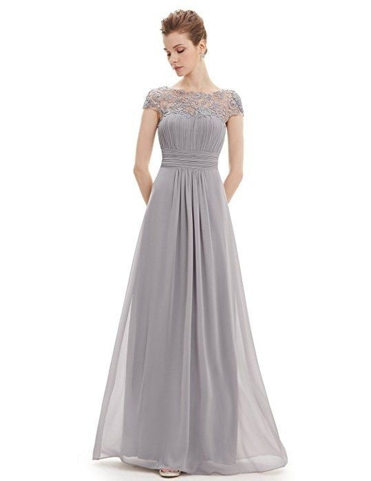Kvinnors Elegant Maxi Klänning med Spets Topp och Flödande Kjol-Eva Jonsson