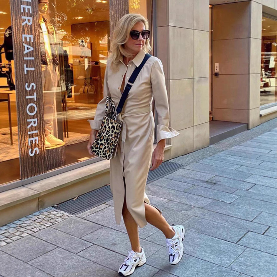 Kvinnors Elegant Skjortklänning med Skräddarsydd Klipp och Trendiga Detaljer Mirla-Eva Jonsson