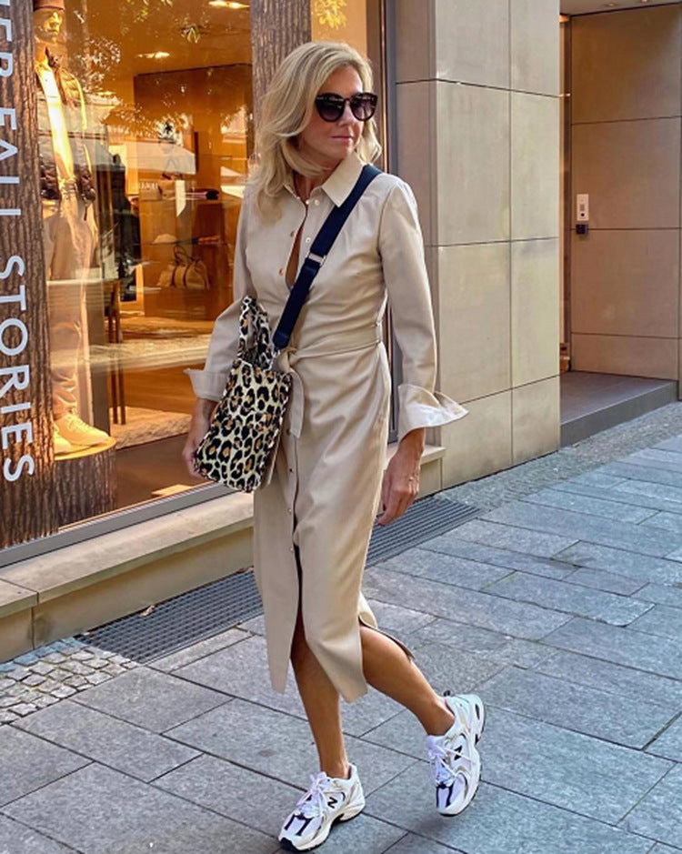 Kvinnors Elegant Skjortklänning med Skräddarsydd Klipp och Trendiga Detaljer Mirla-Eva Jonsson