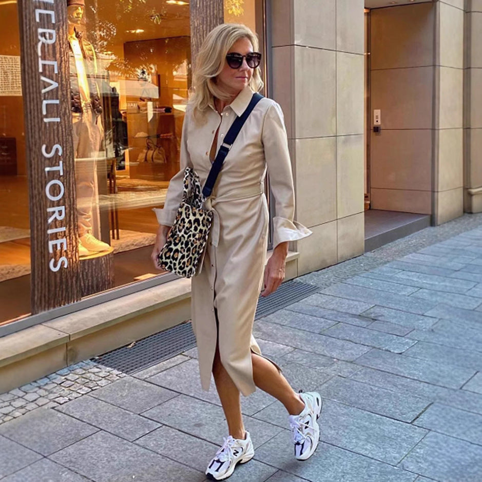 Kvinnors Elegant Skjortklänning med Skräddarsydd Klipp och Trendiga Detaljer Mirla-Eva Jonsson