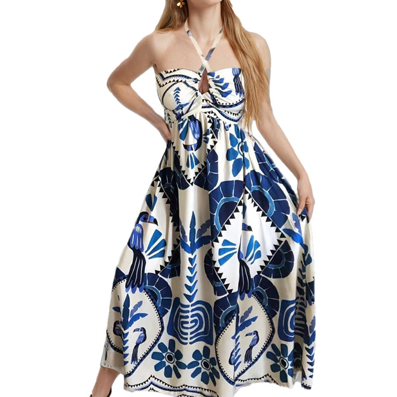 Kvinnors Elegant Sommar Maxi Klänning med Bandeau U-ringning och Blommönster Mirla-Eva Jonsson