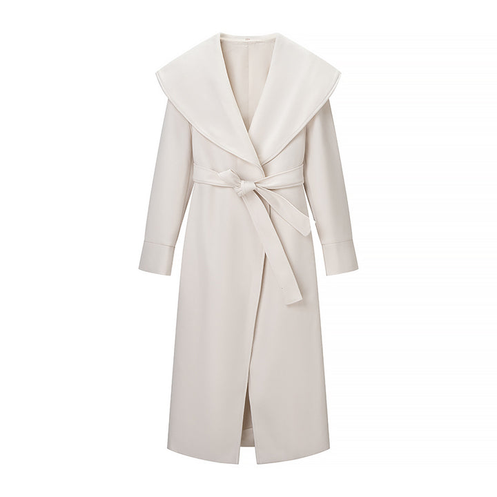 Kvinnors Elegant Wrap Coat med Bred Krage och Knytband Mirla-Eva Jonsson