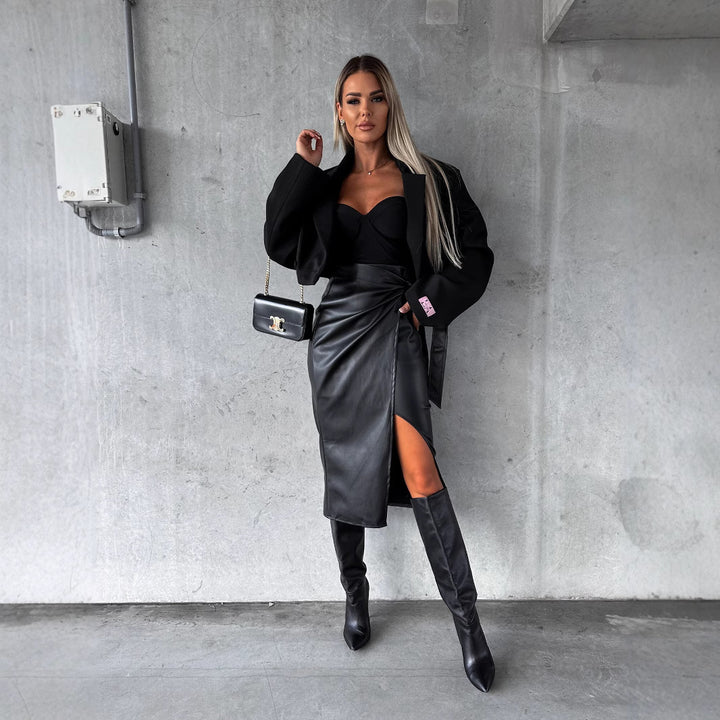 Kvinnors Elegant Wrap Kjol med Hög Slits Mirla-Eva Jonsson
