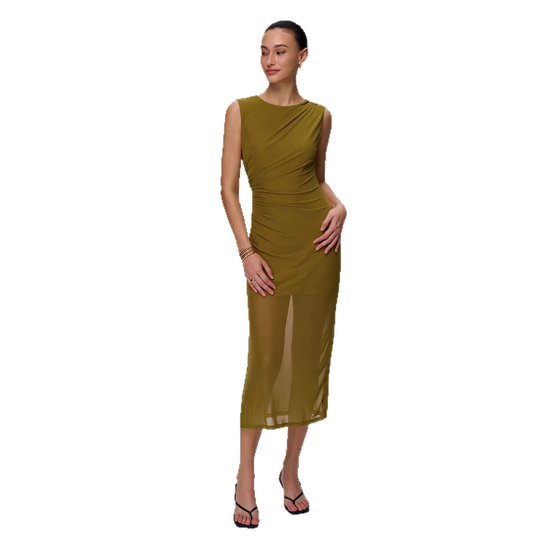 Kvinnors Elegant Wrap Klänning med Figurnära Design och Seddgande Samlade Element Mirla-Eva Jonsson