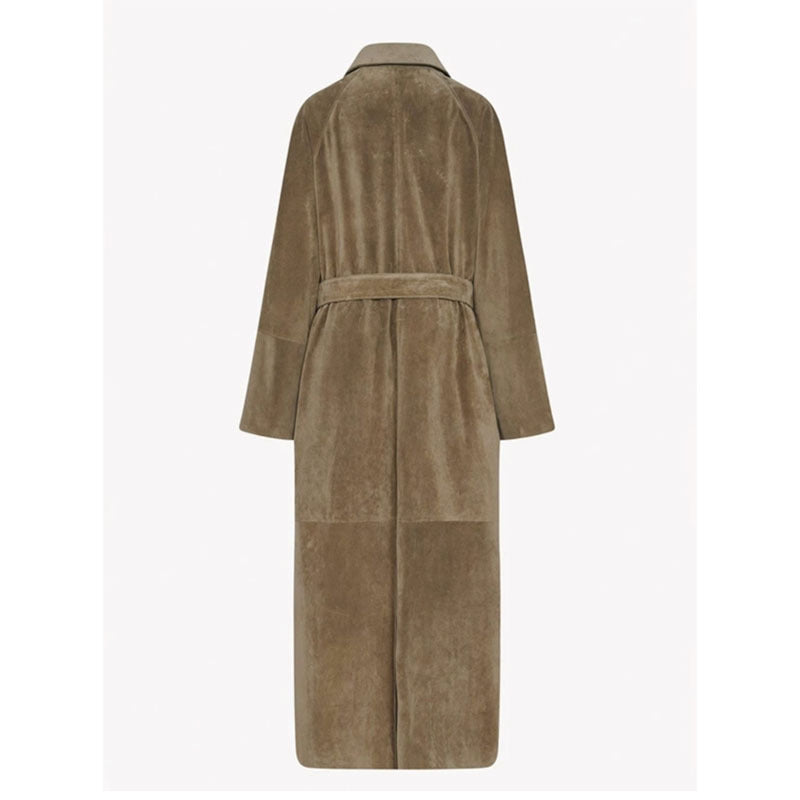 Kvinnors Elegant och Moded Trench Coat Tillverkad av Högkvalitativ Mocka Mirla-Eva Jonsson