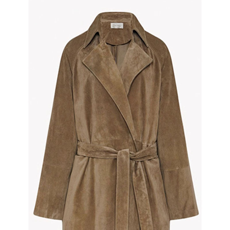 Kvinnors Elegant och Moded Trench Coat Tillverkad av Högkvalitativ Mocka Mirla-Eva Jonsson