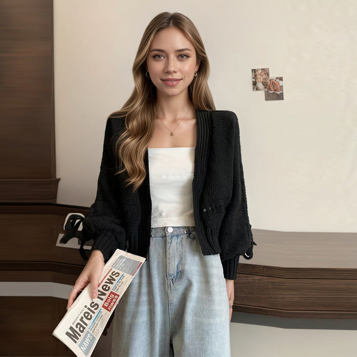 Kvinnors Fashionabelt Stickat Cardigan med Avslappnad Skärning Mirla-Eva Jonsson