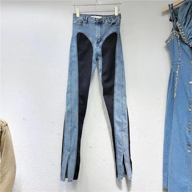 Kvinnors Fashionabla Högmidjade Jeansen med Sidofliser Mirla-Eva Jonsson