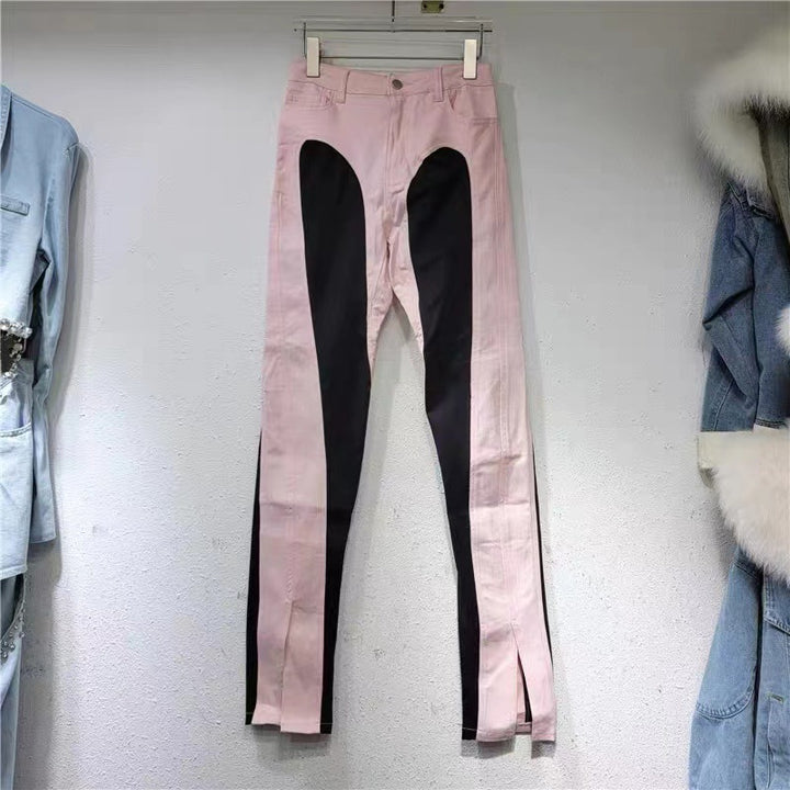Kvinnors Fashionabla Högmidjade Jeansen med Sidofliser Mirla-Eva Jonsson