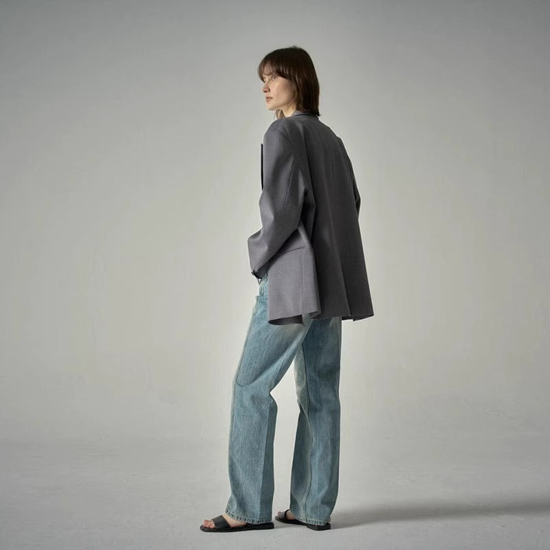 Kvinnors Fashionabla Stiliga Blazer med Dubbel Knapprad och Oversized Skärning Mirla-Eva Jonsson