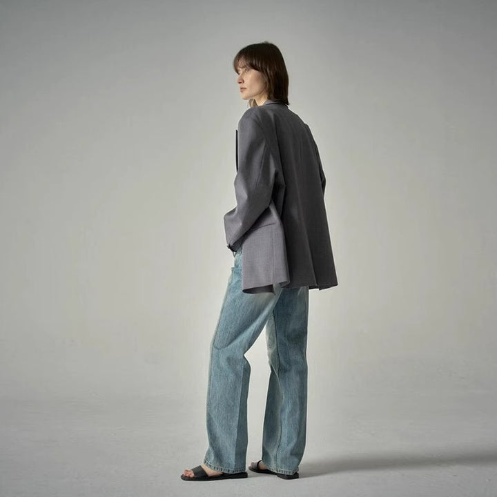 Kvinnors Fashionabla Stiliga Blazer med Dubbel Knapprad och Oversized Skärning Mirla-Eva Jonsson