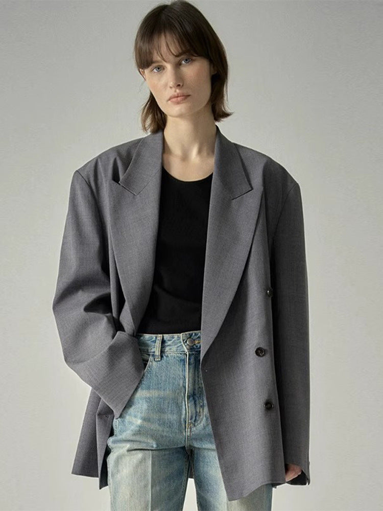 Kvinnors Fashionabla Stiliga Blazer med Dubbel Knapprad och Oversized Skärning Mirla-Eva Jonsson