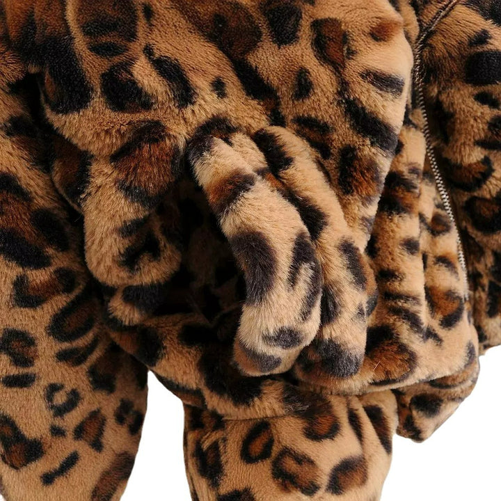 Kvinnors Fluffig Leopardtryck Jacka med Dragkedja Mirla-Eva Jonsson