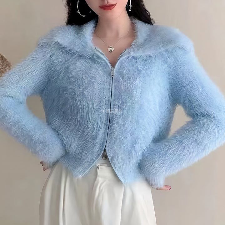 Kvinnors Fuzzy Kort Jacka Mirla-Eva Jonsson