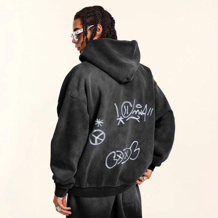 Kvinnors Graffiti Tryck Hoodie Mirla-Eva Jonsson