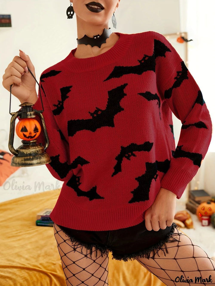 Kvinnors Halloween-tröja med roligt fladdermusmönster Mirla-Eva Jonsson