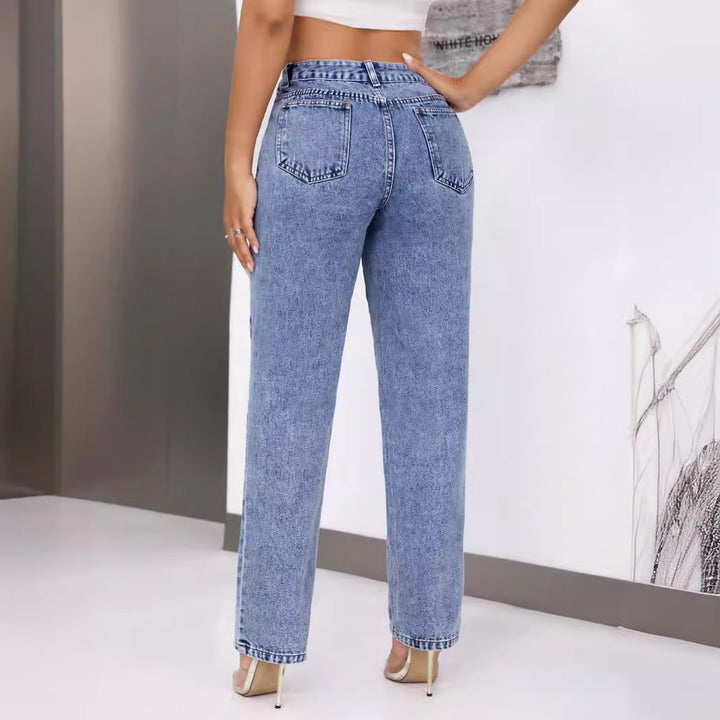 Kvinnors Högmidjade Jeans med Bred Ben Mirla-Eva Jonsson