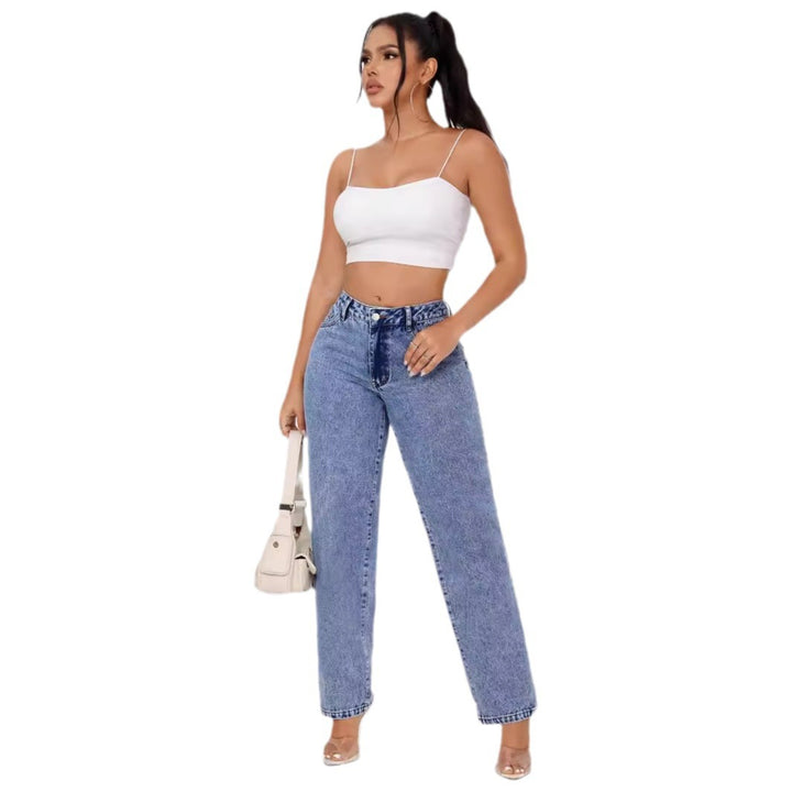 Kvinnors Högmidjade Jeans med Bred Ben Mirla-Eva Jonsson