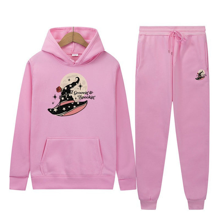 Kvinnors Hooded Sweatshirt och Joggingbyxor Set med Cool Halloween Design Mirla-Eva Jonsson