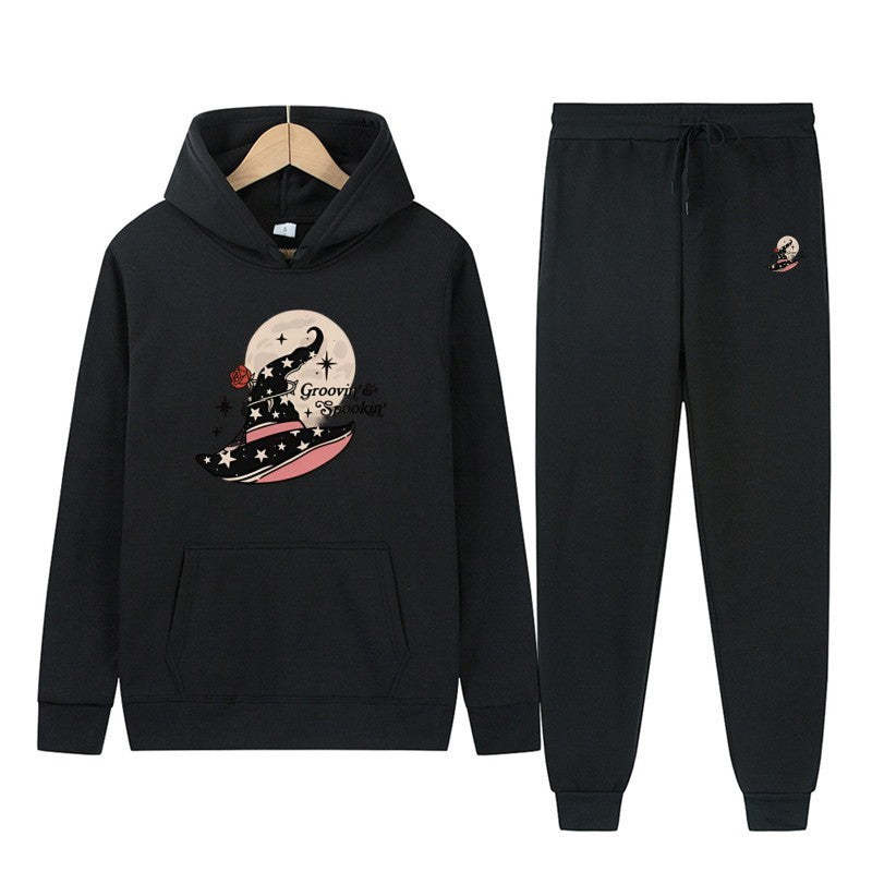 Kvinnors Hooded Sweatshirt och Joggingbyxor Set med Cool Halloween Design Mirla-Eva Jonsson