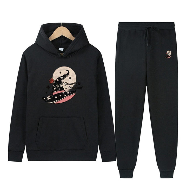 Kvinnors Hooded Sweatshirt och Joggingbyxor Set med Cool Halloween Design Mirla-Eva Jonsson