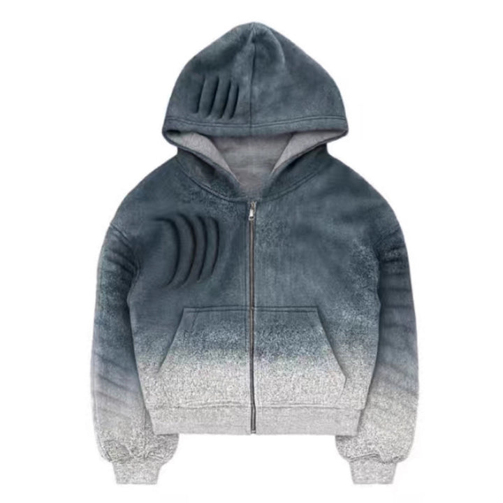 Kvinnors Hoodie-jacka med trendig gradient och praktisk dragkedja Mirla-Eva Jonsson