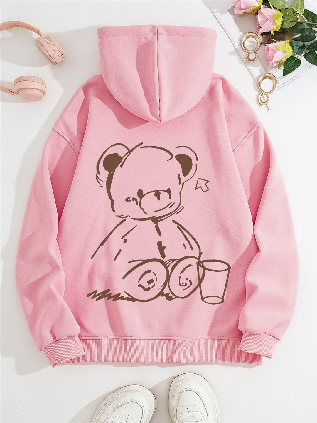 Kvinnors Hoodie med Avslappnad Björn Design Mirla-Eva Jonsson