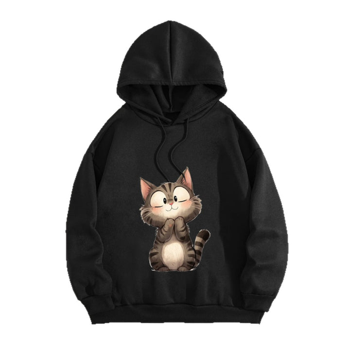 Kvinnors Hoodie med Söt Kattmotiv Mirla-Eva Jonsson