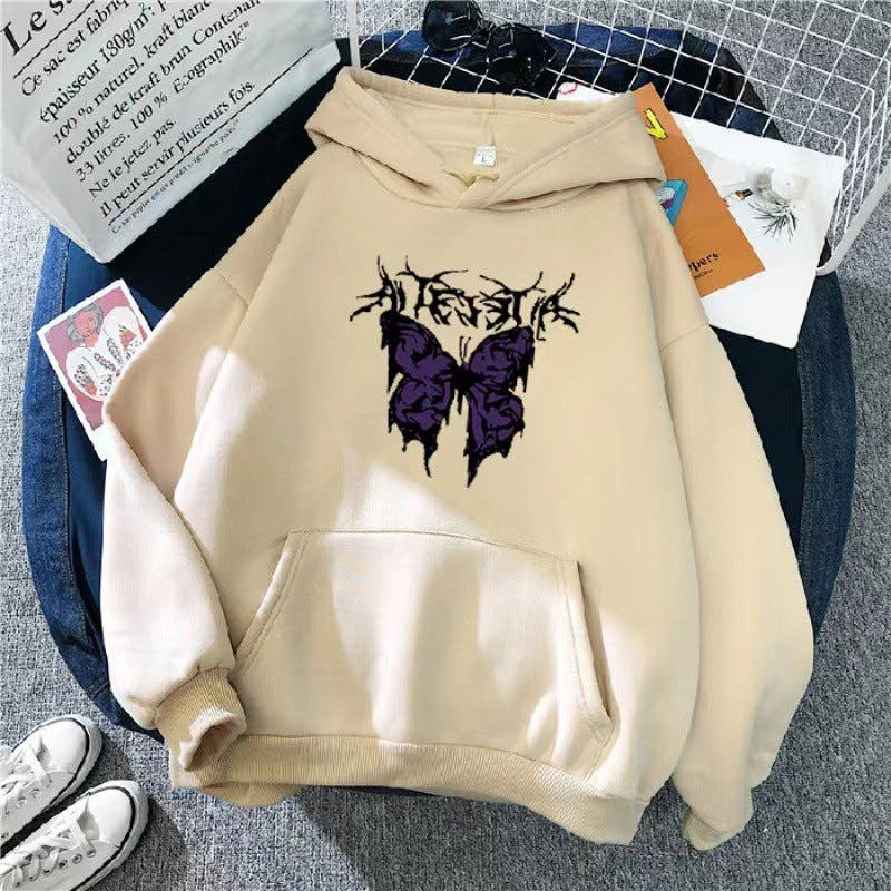 Kvinnors Hoodie med konstnärlig fjärilsdesign Mirla-Eva Jonsson