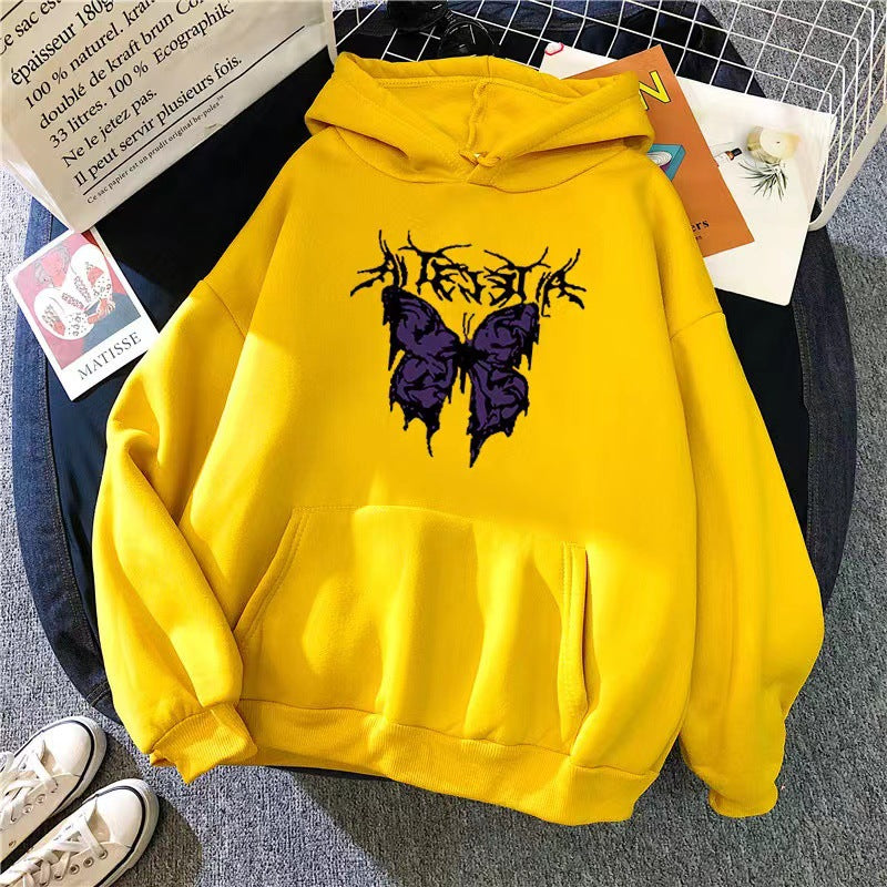 Kvinnors Hoodie med konstnärlig fjärilsdesign Mirla-Eva Jonsson