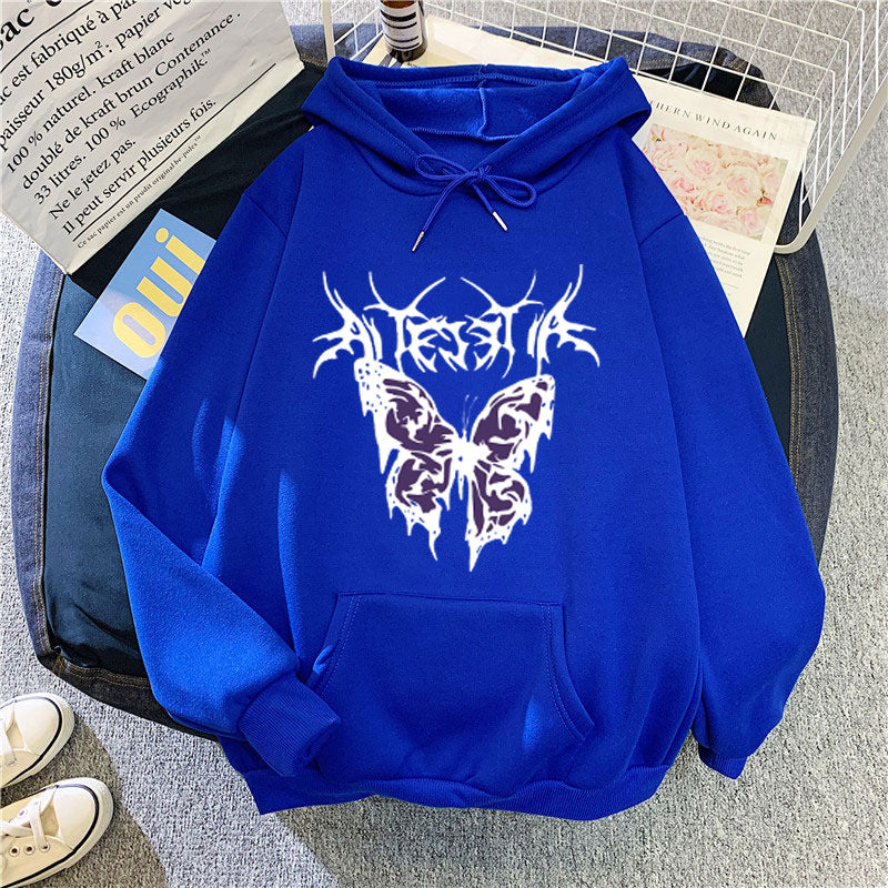 Kvinnors Hoodie med konstnärlig fjärilsdesign Mirla-Eva Jonsson