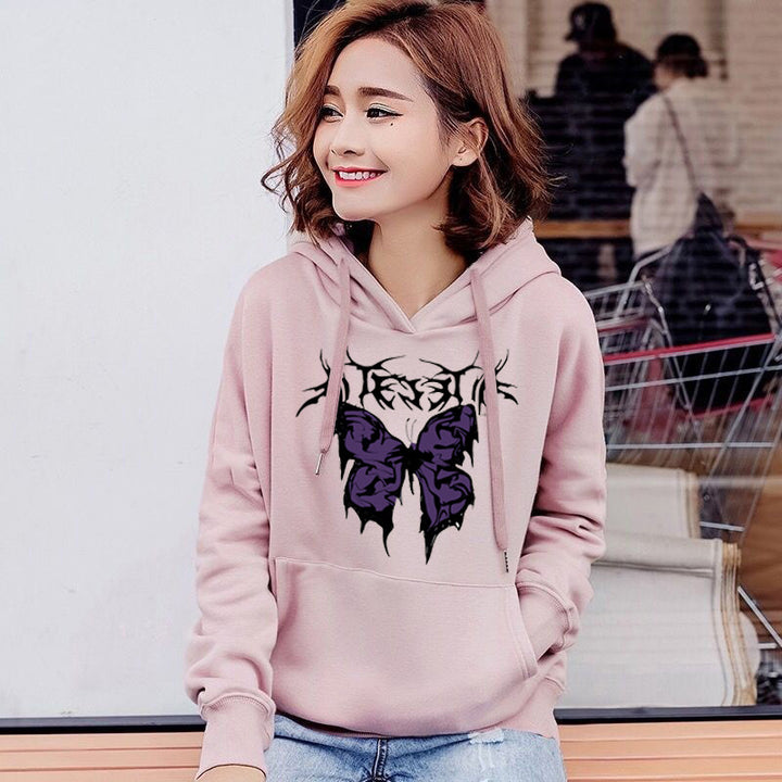Kvinnors Hoodie med konstnärlig fjärilsdesign Mirla-Eva Jonsson