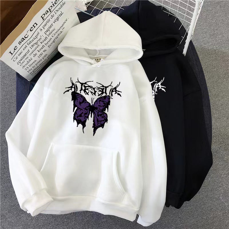 Kvinnors Hoodie med konstnärlig fjärilsdesign Mirla-Eva Jonsson