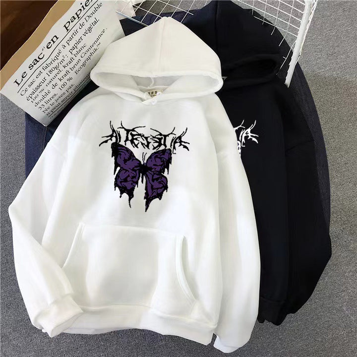 Kvinnors Hoodie med konstnärlig fjärilsdesign Mirla-Eva Jonsson