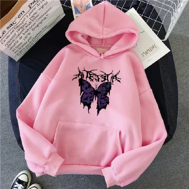 Kvinnors Hoodie med konstnärlig fjärilsdesign Mirla-Eva Jonsson