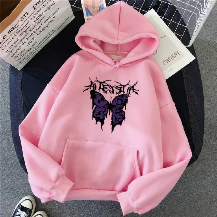 Kvinnors Hoodie med konstnärlig fjärilsdesign Mirla-Eva Jonsson
