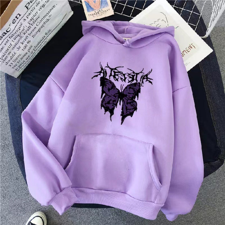 Kvinnors Hoodie med konstnärlig fjärilsdesign Mirla-Eva Jonsson