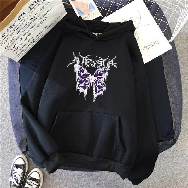 Kvinnors Hoodie med konstnärlig fjärilsdesign Mirla-Eva Jonsson