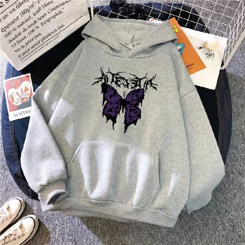 Kvinnors Hoodie med konstnärlig fjärilsdesign Mirla-Eva Jonsson