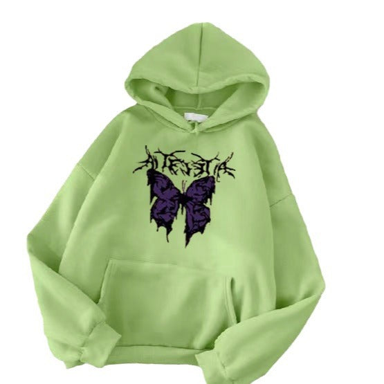 Kvinnors Hoodie med konstnärlig fjärilsdesign Mirla-Eva Jonsson