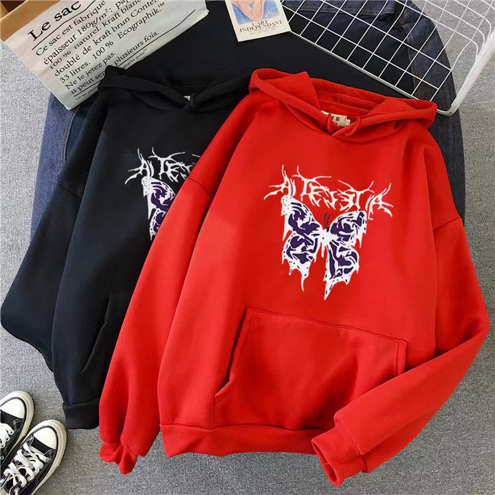 Kvinnors Hoodie med konstnärlig fjärilsdesign Mirla-Eva Jonsson