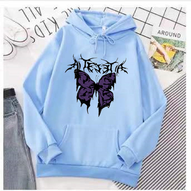 Kvinnors Hoodie med konstnärlig fjärilsdesign Mirla-Eva Jonsson